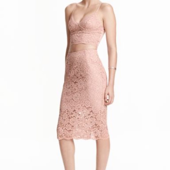 H&M Pink Lace Pencil Skirt - Picture 1 of 3